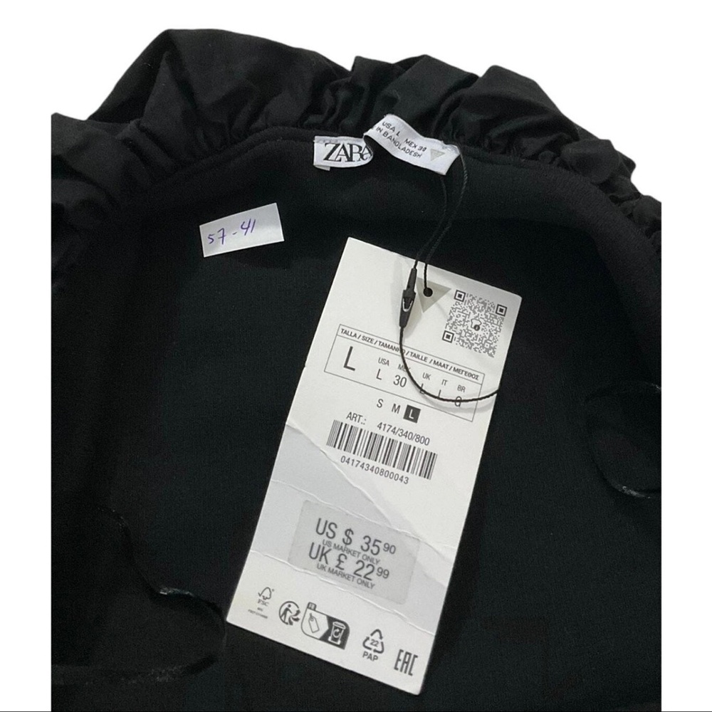 Zara Black Off Shoulder Ruffled Top Large - Picture 3 of 5